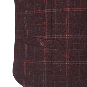 MA105 Diseño Clásico Vino Rayas Rejilla <span class=keywords><strong>Novio</strong></span> Esmoquin Ajuste Moderno 3 Piezas Hombres <span class=keywords><strong>Traje</strong></span> Conjunto Trajes <span class=keywords><strong>de</strong></span> <span class=keywords><strong>Boda</strong></span> <span class=keywords><strong>para</strong></span> Hombres (Chaqueta + Pantalones + Chaleco) - Product Image 4