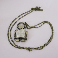 Montre de poche à Quartz en forme de jouet, Vintage, de poche, pour femmes et filles, pull, chaîne, collier pendentif, horloge, Robot, SP012, nouvelle mode,