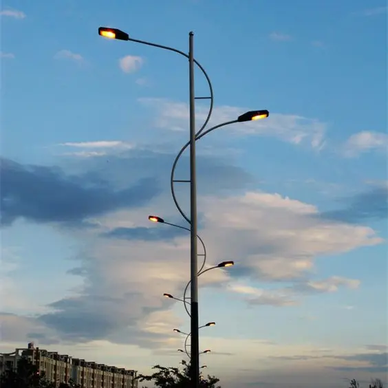Fabrika imalatı 10 m metre çift arms sokak aydınlatma direği çizim toptan