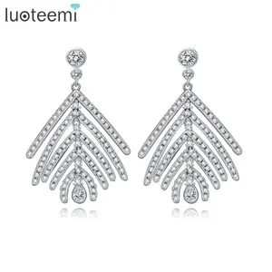 LUOTEEMI Copper Stud Earrings Free Shipping Women Charm Cubic Zirconia Ear Piercing Earrings Studs Initial Stud Earring