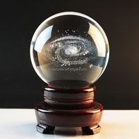 Chine Usine Prix Décoratif 3D Laser Gravé Cristal Globe En Verre Boule avec Base De Lumière Led