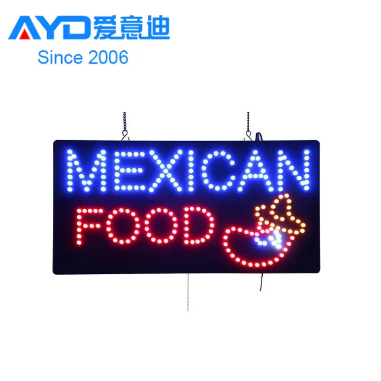 Venda quente personalizado restaurante loja acrílico animado interior led tela de sinal aberta