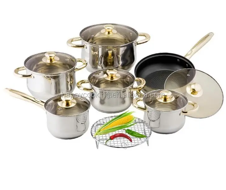 12 unids pote utensilios de cocina de acero inoxidable/kictchen cooking set/inducción olla europea