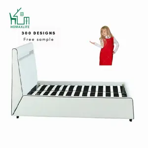 Hete Verkoop Slaapkamermeubilair Voor Thuishuis Eenvoudig Modern Meubilair Nieuwste Wit Lederen Tweepersoonsbed Ontwerpen Houten Queensize Bed