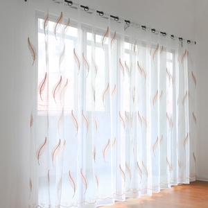 Rideau transparent <span class=keywords><strong>blanc</strong></span> brodé de feuilles, nouveau Style japonais, vente en gros, rideaux, panneaux pour salon, chambre à coucher, maison - Product Image 1