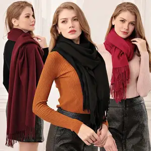 Lady Scarf JTVOVO Knitted Merino Wool Cashmere Fashion Sheep Wool Blend Newest Plain Scarf SHENAIFEI Scarf Manufacture CN;GUA