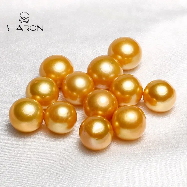 For Real Pearl Necklace Making Sharon 14-18mm Huge Edison Round Gold Pearls Natural Cultured Freshwater Loose Pearl