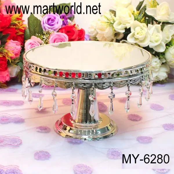 Suporte popular de vidro e metal para bolo de casamento, espelho redondo de alta qualidade para decoração de festas e eventos de casamento à venda (MY-6280)