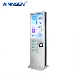 Zemin standı hızlı şarj mobil telefon şarj dolabı sistemi 43 inç LCD reklam dijital tabela totem Kiosk