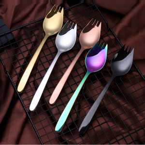 Spork-Tenedor de titanio multifunción, cuchara de Espagueti de acero inoxidable 304, tenedor para ensalada - Product Image 3