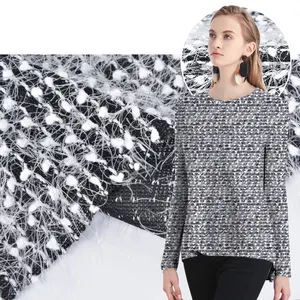 Moda özel tasarım düz boyalı T/N 60 polyester 40 naylon hacci örgü kumaş kazak