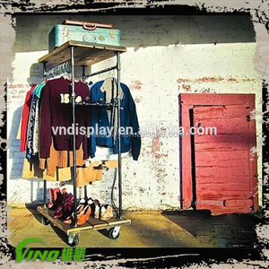 Estante de Metal Industrial para almacenamiento de ropa, estantería de Metal con ruedas, accesorios para tienda de ropa - Product Image 4