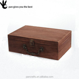 Pantalla al por mayor retro de almacenamiento de madera caja de embalaje de regalo de la vendimia por encargo maleta - Product Image 5