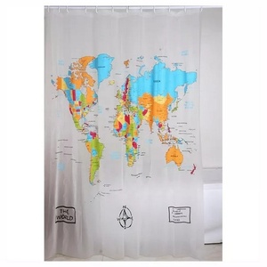2024 trasparente stampa digitale trasparente impermeabile mappa del mondo africano PEVA <span class=keywords><strong>tenda</strong></span> da <span class=keywords><strong>doccia</strong></span> per il bagno - Product Image 5