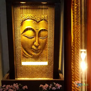 Large Hotel Outdoor Gold Resin Buddha Wall Fountain Waterfall