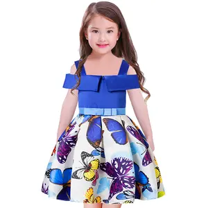 Thiết Kế Hiện Đại Quần Áo Trẻ Em Sinh Nhật Cô Gái Bướm Tắt Vai Kid Dress Cho Trẻ Em