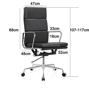 Emes luxury soft black leather pad director chair rotating de bureau - Product Image 3