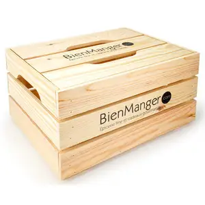 cheap custom plain pine wood gift box wooden crate with lid