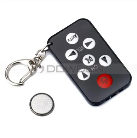 Black Keychain Stylish 7 Keys Universal Mini TV Digital Remote Control Switch For TV/AV Device