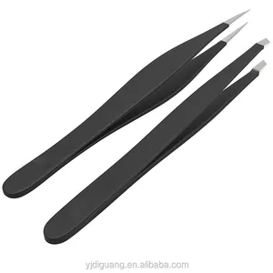 Professional Stainless Steel Eyebrow Tweezers Set with Slant and Pointed Tip Customized Beauty Tool Factory Eyelash Curlers