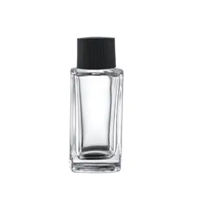 Zonesa-bouteille de parfum en verre pour homme, emballage cosmétique, grande quantité, carré, transparent, avec capuchon noir, 100ml, meilleure vente, alibaba