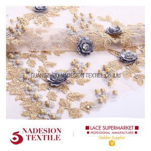 Venta caliente diseño nupcial de encargo 3D encaje embroide cuentas flor/3 <span class=keywords><strong>D</strong></span> bordado cordón <span class=keywords><strong>neto</strong></span> - Product Image 1