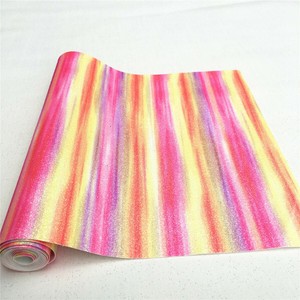 By the Yard <span class=keywords><strong>Tissu</strong></span> synthétique à rayures arc-en-ciel scintillant en faux <span class=keywords><strong>cuir</strong></span> pour la fabrication de sacs à nœud - Product Image 4