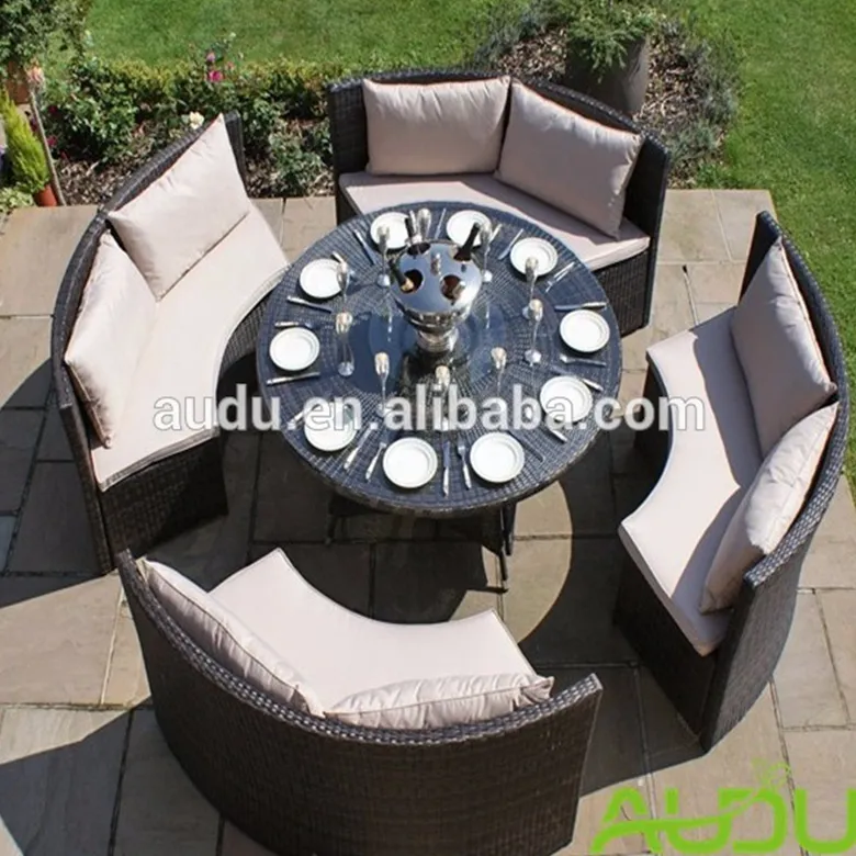 Тосканский черный ротанговый угловой диван для сада