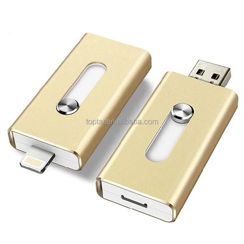 USB Flash Drive Per il iPhone 6, 6, più di 5 5 4S ipad del Metallo Pen Drive HD Memory Stick Duplice Scopo Mobile Otg Micro 32GB 64GB Pendrive
