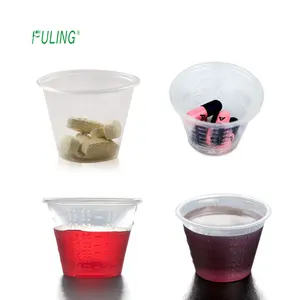 1オンスの目盛り付き1オンスカップ使い捨て小型PPプラスチック薬30ml計量カップ液体および乾燥薬を分配するため