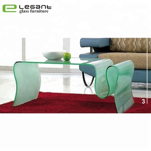 Frosted Color <strong>Elephant</strong> Bent Glass Coffee <strong>Table</strong> - Product Image 1