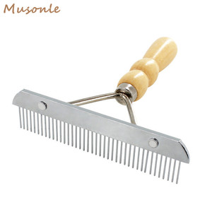 Tay Cầm Bằng Gỗ <span class=keywords><strong>Pet</strong></span> Grooming Comb Rake Chó Lớn Bàn Chải Lông - Product Image 5