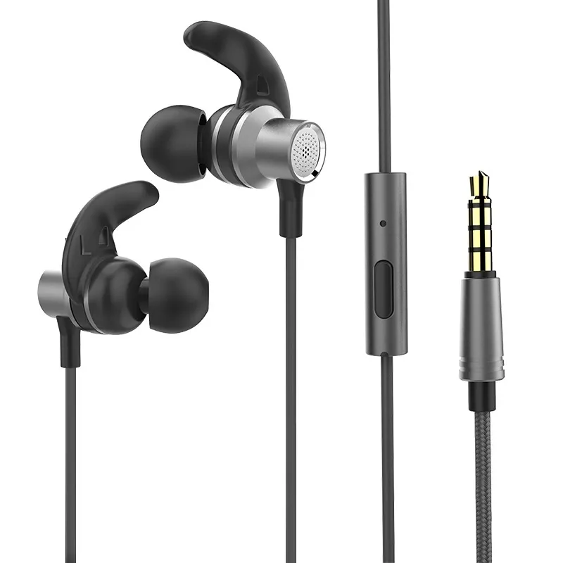 Earphone berkabel olahraga suara Stereo kualitas tinggi Earphone Subwoofer Metal headphone In-Ear 3.5mm Headset In-Ear