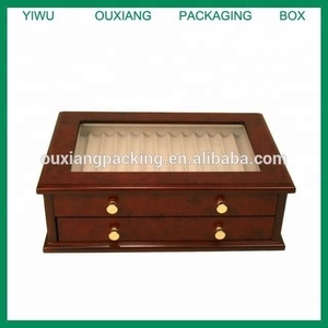 Pen <strong>Box</strong> 26 Fountain Pens <strong>Writing</strong> Instruments Case Matte Burlwood Finish With Window - Product Image 3