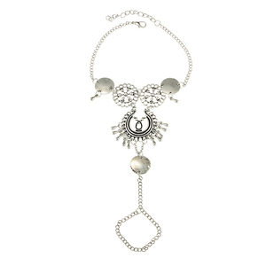Chaîne de cheville et <span class=keywords><strong>bracelet</strong></span> de cheville pour femme, style Punk Bohème, pour fiançailles, mariage et fête, en alliage de zinc plaqué <span class=keywords><strong>argent</strong></span> antique, bijou à pampilles - Product Image 4