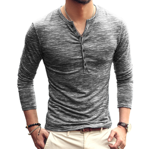 T-Shirt a maniche lunghe <span class=keywords><strong>con</strong></span> <span class=keywords><strong>bottoni</strong></span> Henley Casual Slim Fit di alta qualità all'ingrosso prezzo economico - Product Image 3