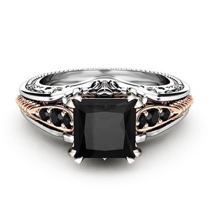 Caoshi Fashion Jewelry Princess Cut Zircon <strong>Ring</strong> Silver <strong>Black</strong> Stone <strong>Ring</strong> Dainty Style <strong>Black</strong> <strong>Ring</strong> Women - Product Image 1