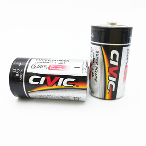 Hot Sale Civic Zinc Carbon <strong>R20</strong> D <strong>Battery</strong> 1.5V for Flashlight Shrink Pack 380Mins - Product Image 2