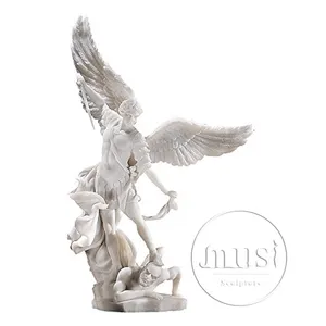 Sculpture d'ange câble en marbre, ornements de jardin, Statue d'ange