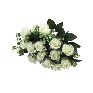 Lusiaflowerホワイトシルクウェディングローズ造花ボール装飾用