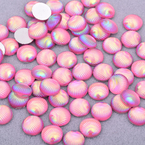 Großhandel Pink AB Round Shell Strass Flatback Harz Stein Dekoration Kristall Diamant Non Hotfix Strass DIY Scrap book Perlen