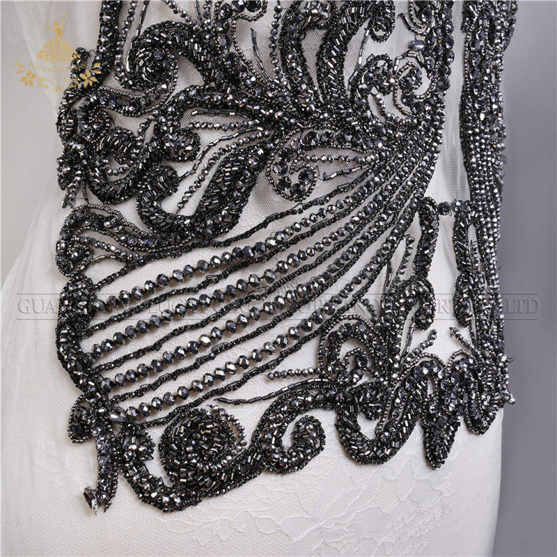 green emerald velvet dress Luxury Couture Beaded Black Formal Dress - Size 12