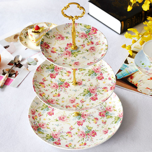 Ensemble de supports à gâteaux vintage <span class=keywords><strong>en</strong></span> céramique royale, support à gâteaux à 3 étages avec assiettes pour mariage - Product Image 4