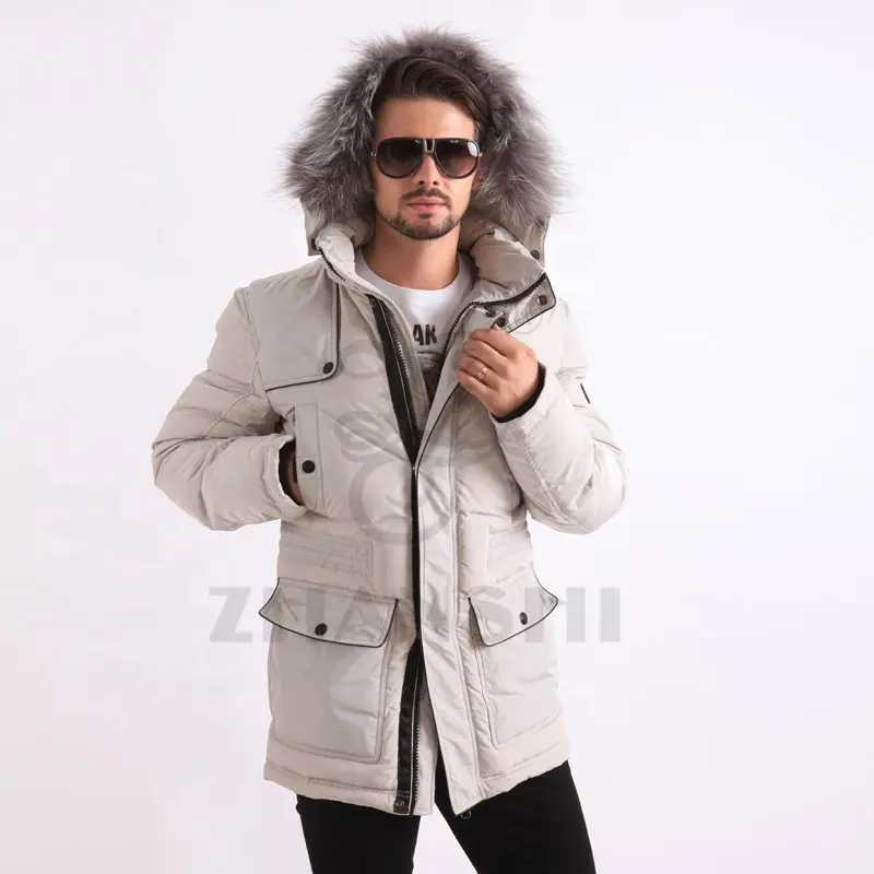 Blouson en duvet pour homme, avec fourrure remplie, style canadien,