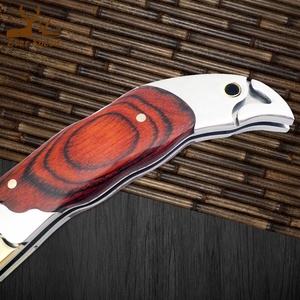 Cuchillo de supervivencia táctico de acero inoxidable de alta calidad, interruptor plegable de bolsillo de madera para acampar, engranaje personalizable OEM grabado con láser para - Product Image 4