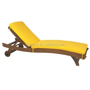 patio teak yellow sun lounger chair cushion deep