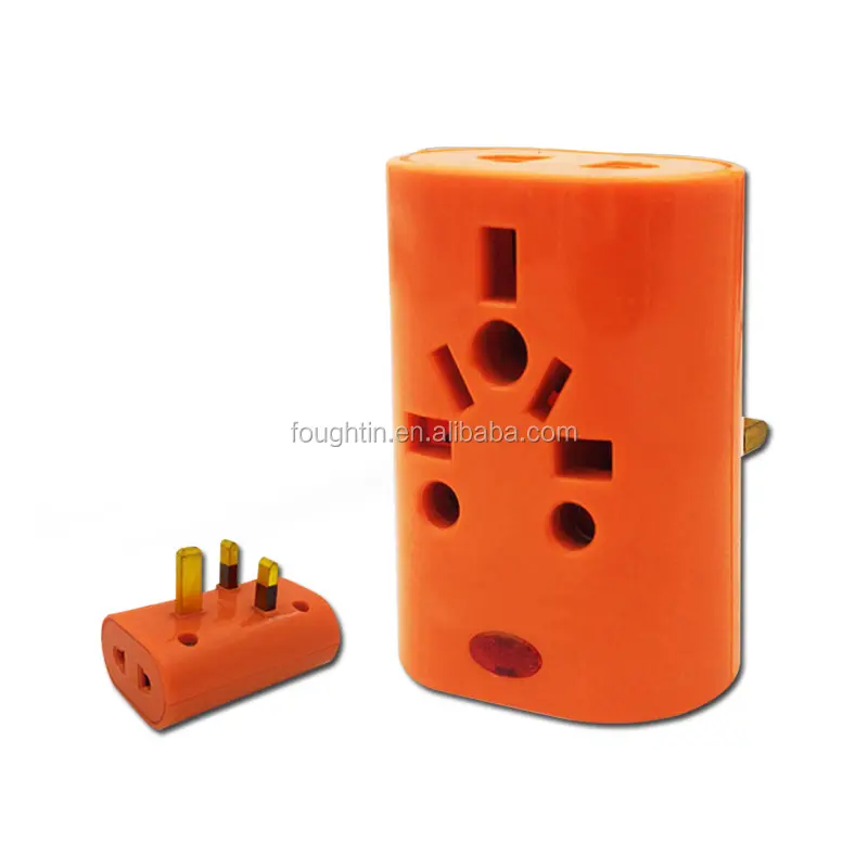 13A multi plug orange color travel adaptor