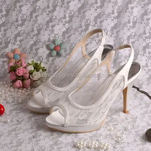 Индивидуальные белые кружевные стильные туфли на высоком каблуке для женщин