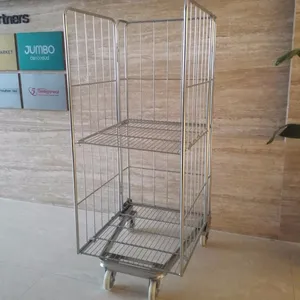 Cage de rangement en rouleau de cargaison, en maille métallique, pour le transport dans les magasins commerciaux