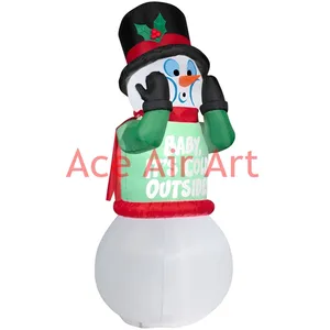 Boneco de neve inflável de Natal grande de 8 pés com chapéu e luvas para decoração de shopping ou quintal